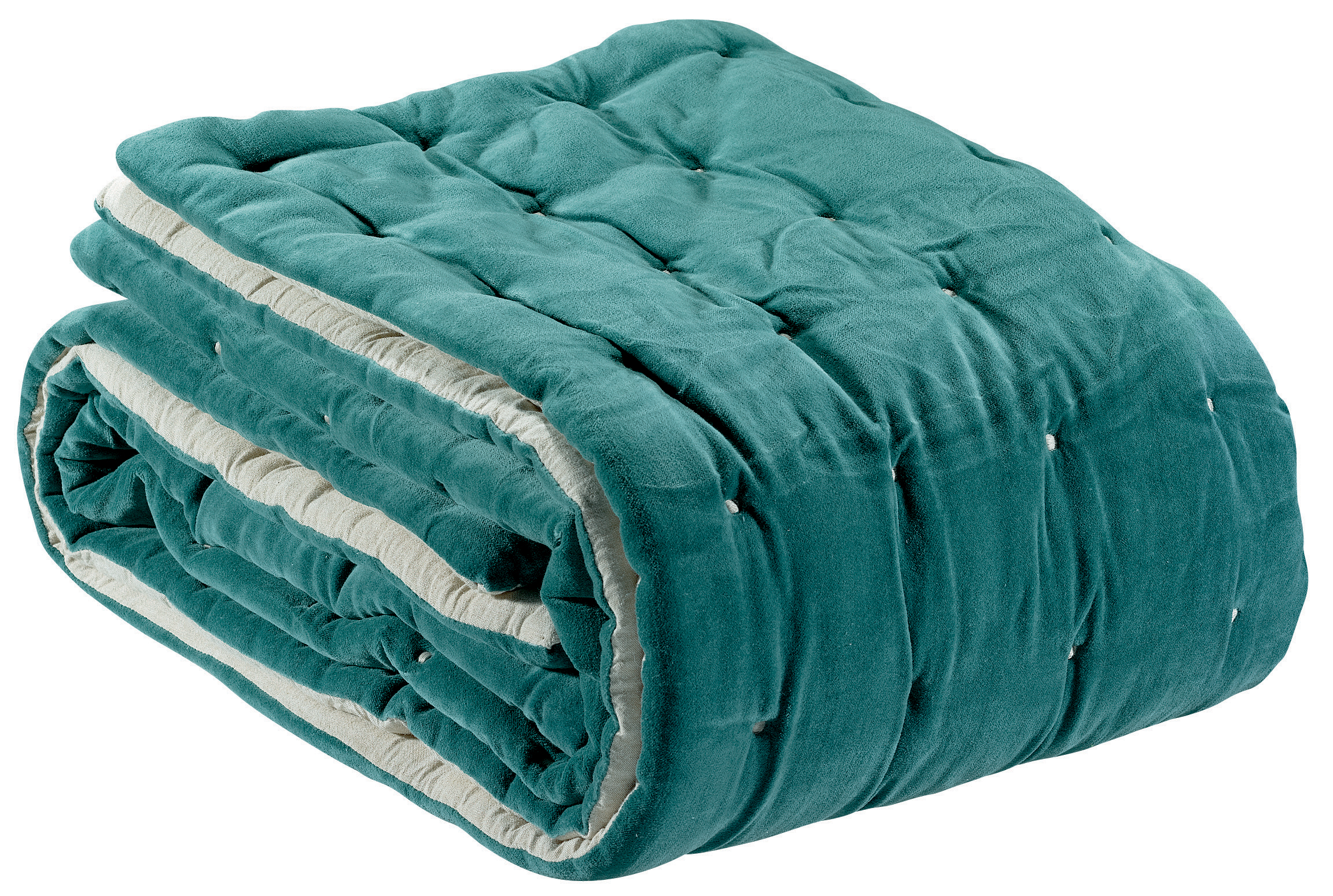 Jet uni Elise finition capiton Vert de gris 240 x 260