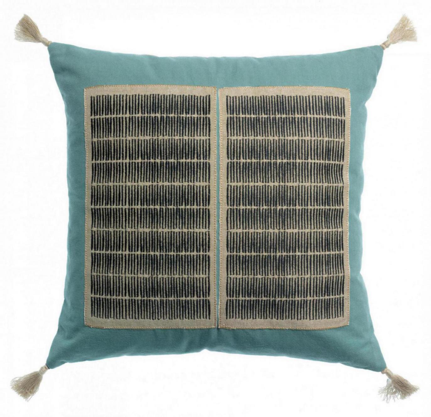 Coussin brod Yal Prusse 45 x 45