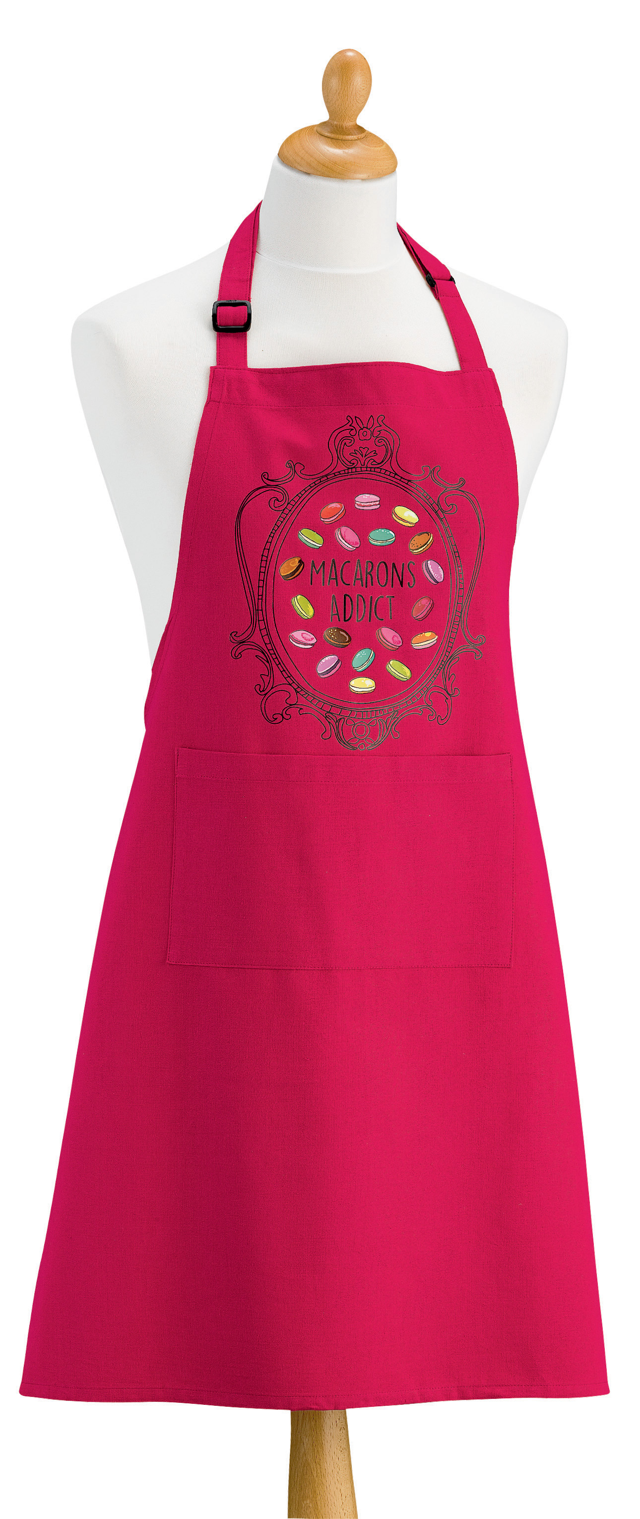 Tablier de cuisine Macarons Addict recycl Rose 72 x 90