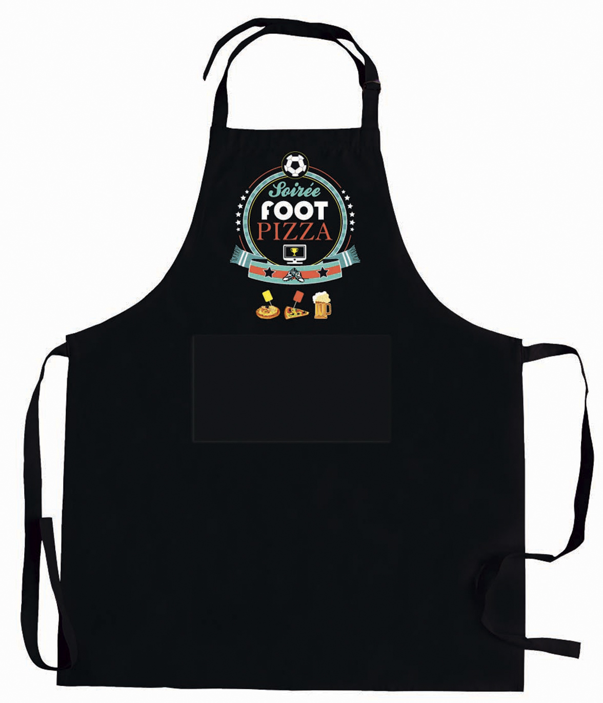Tablier de cuisne Soire Foot Pizza recycl Noir 72 x 90