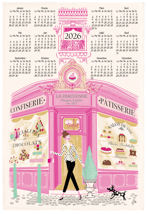 Torchon Faade ptisserie Calendrier 2026 Ecru 48 x 72