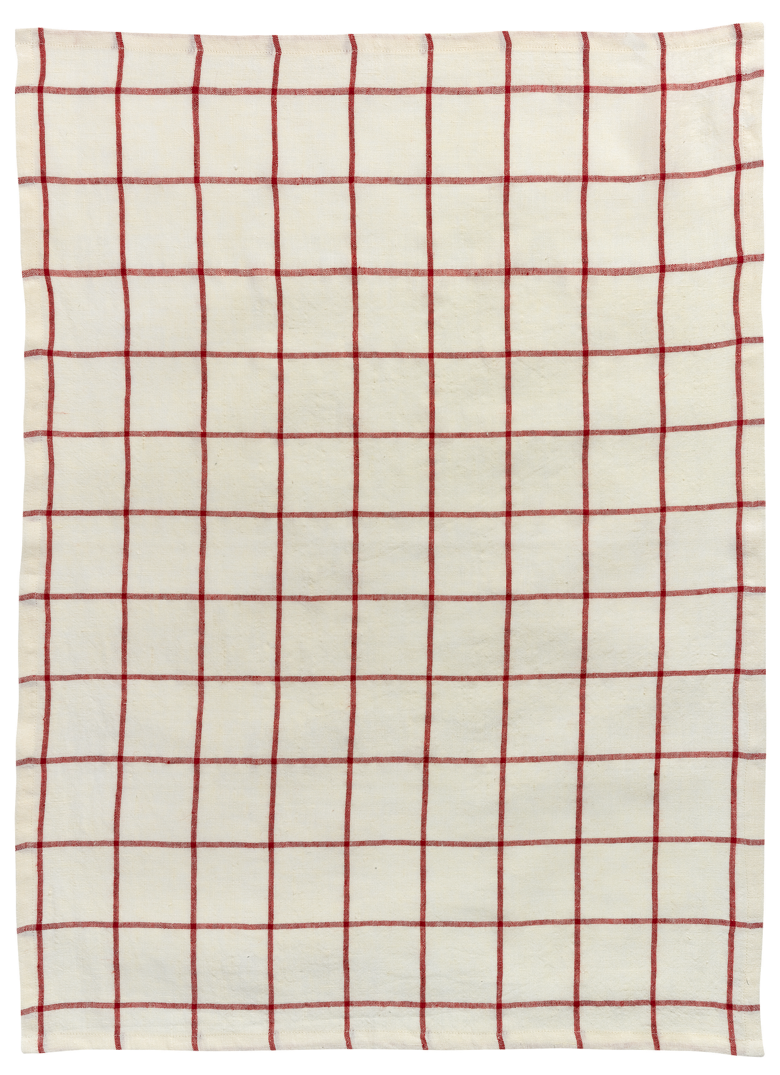 Torchon Carreaux Karma Ecru/Rouge 55 x 75