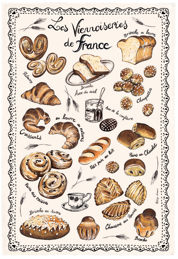 Torchon Les Viennoiseries Franaises Ecru 48 X 72