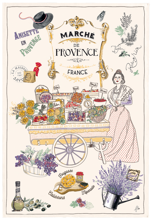 Torchon Les marchs de Provence Ecru 48 x 72