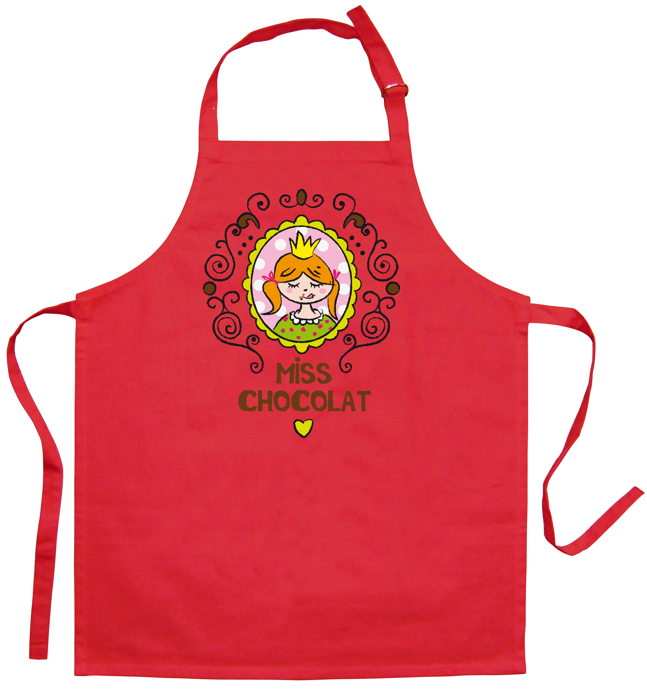 Tablier de cuisine enfant Miss Chocolat recycl Rouge 52 x 63
