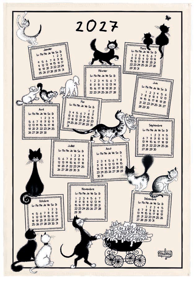 Torchon Dubout Calendrier 2027 Ecru 48 x 72
